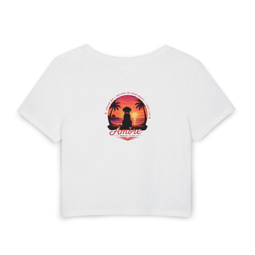 Women's Amore Silhouette Beach Sunset Baby Tee