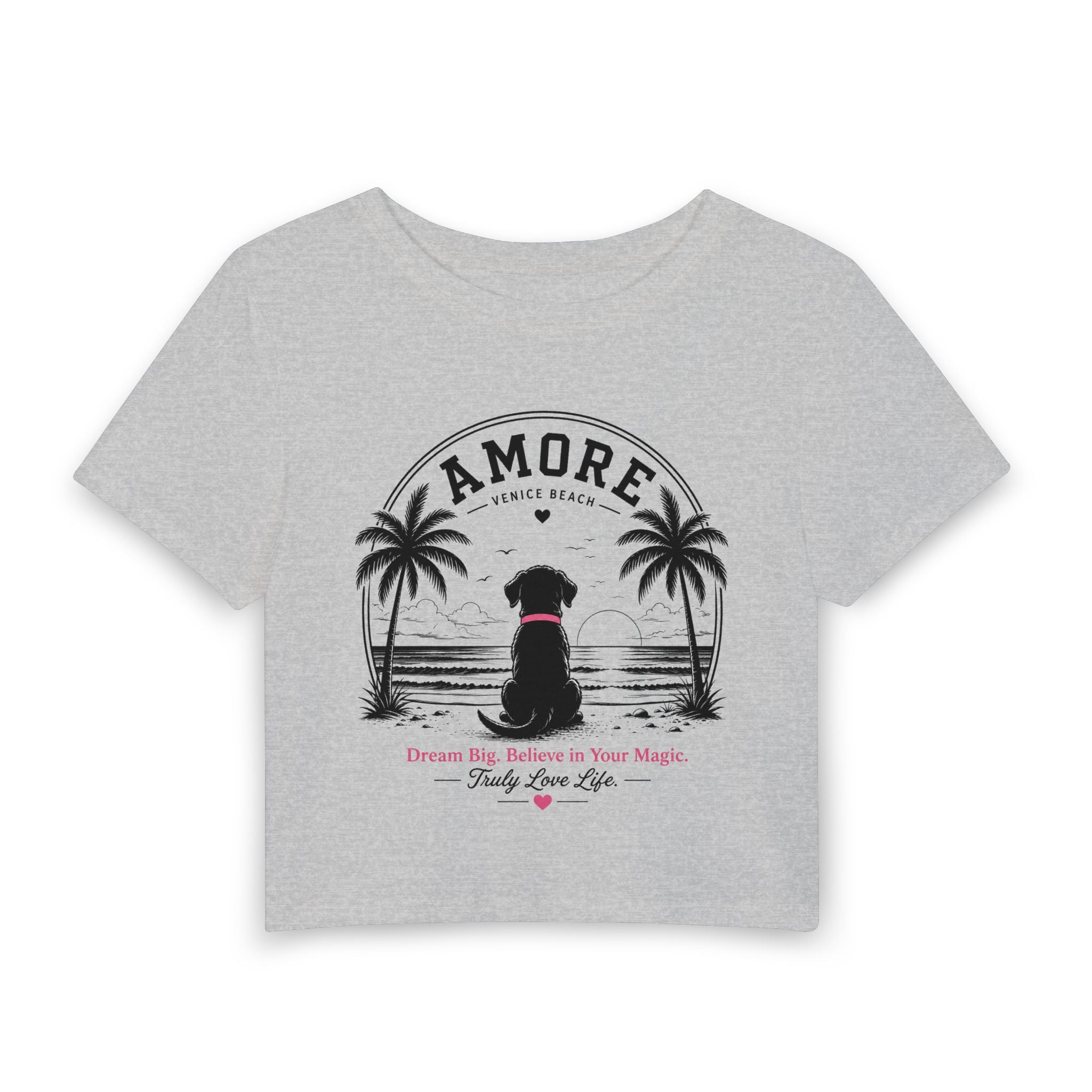 Women's Amore Silhouette Beach Sunset Baby Tee