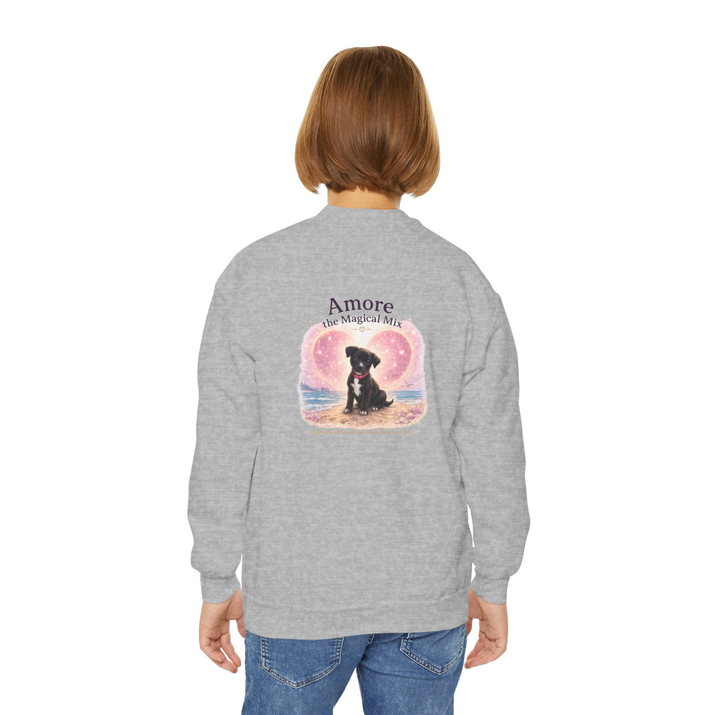 Youth  Amore the Magical Mix Crewneck Sweatshirt Puppy Heart Logo