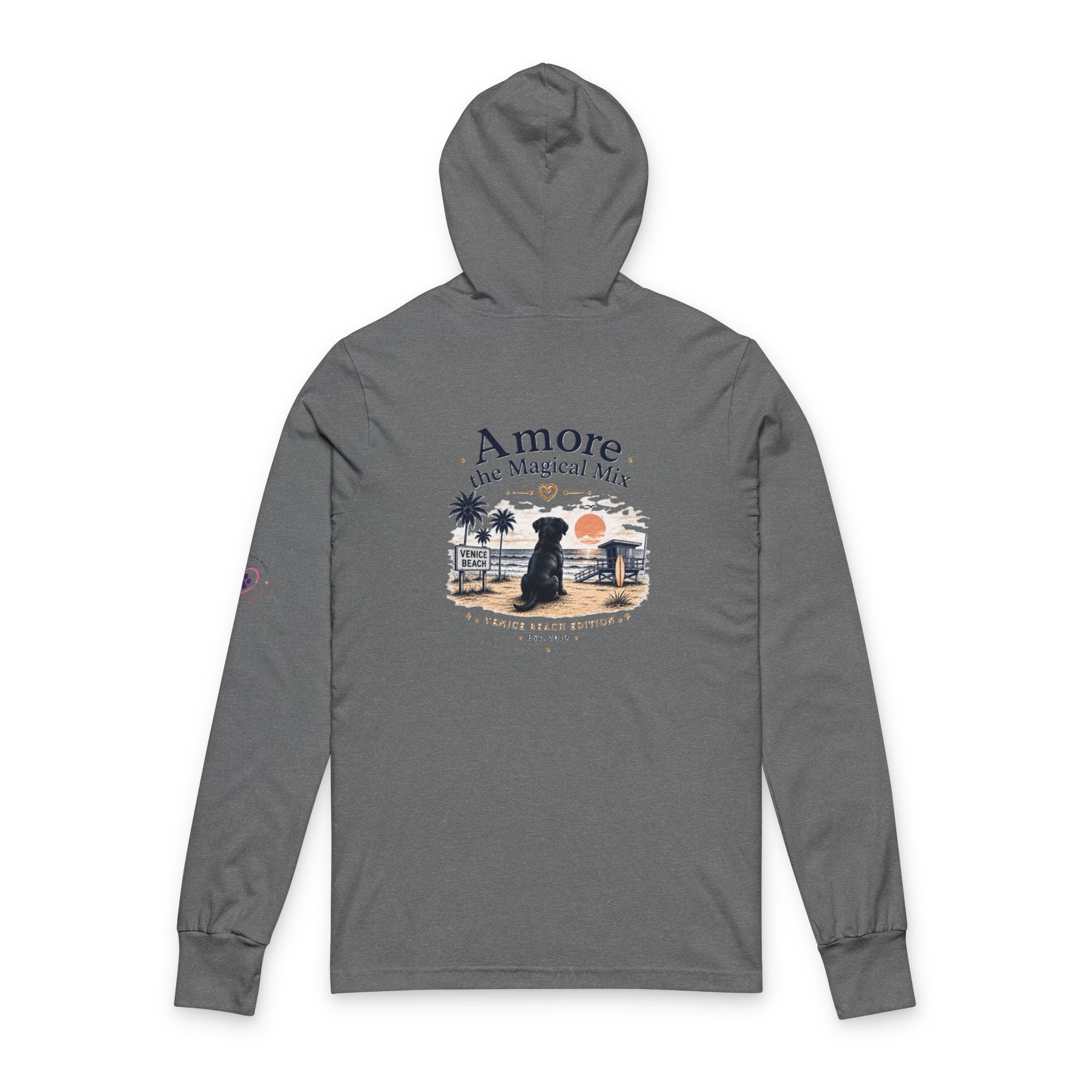 Adult Unisex Hooded Long Sleeve Tee Amore the Magical Mix Venice Beach Graphic