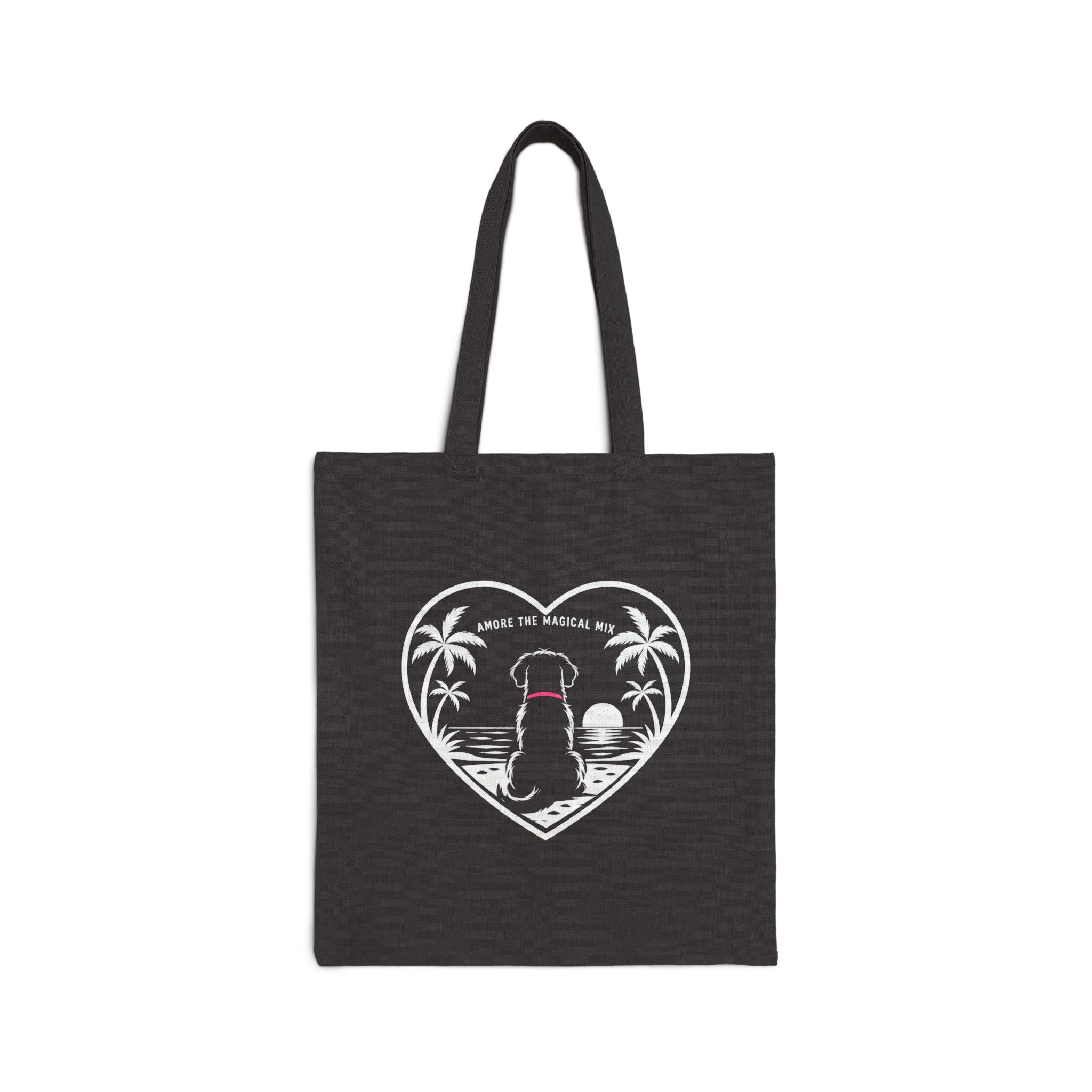 Amore the Magical Mix Dog Heart Silhouette Cotton Canvas Tote