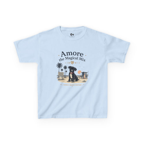 Amore the Magical Mix Kids T-Shirt — Cute Beach Puppy Graphic Tee