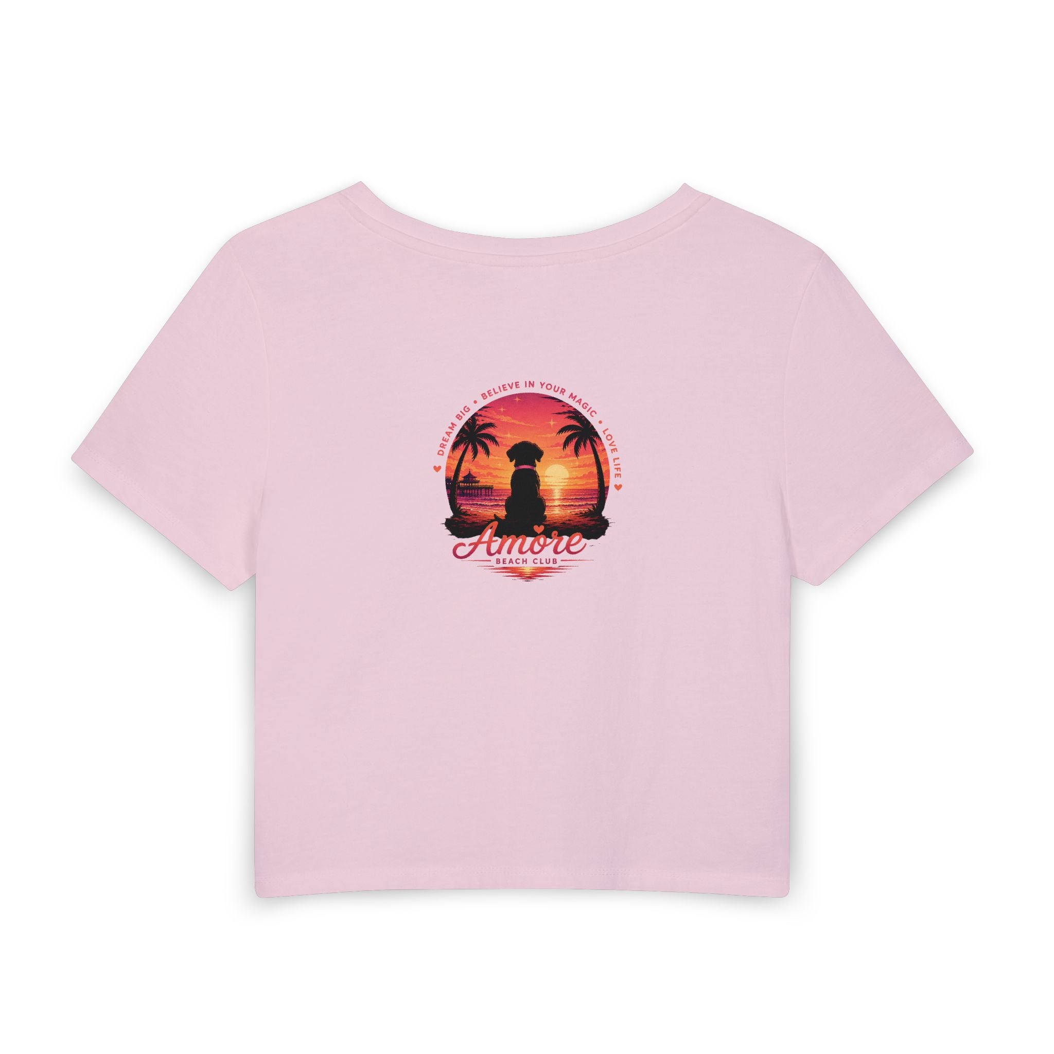 Women's Amore Silhouette Beach Sunset Baby Tee