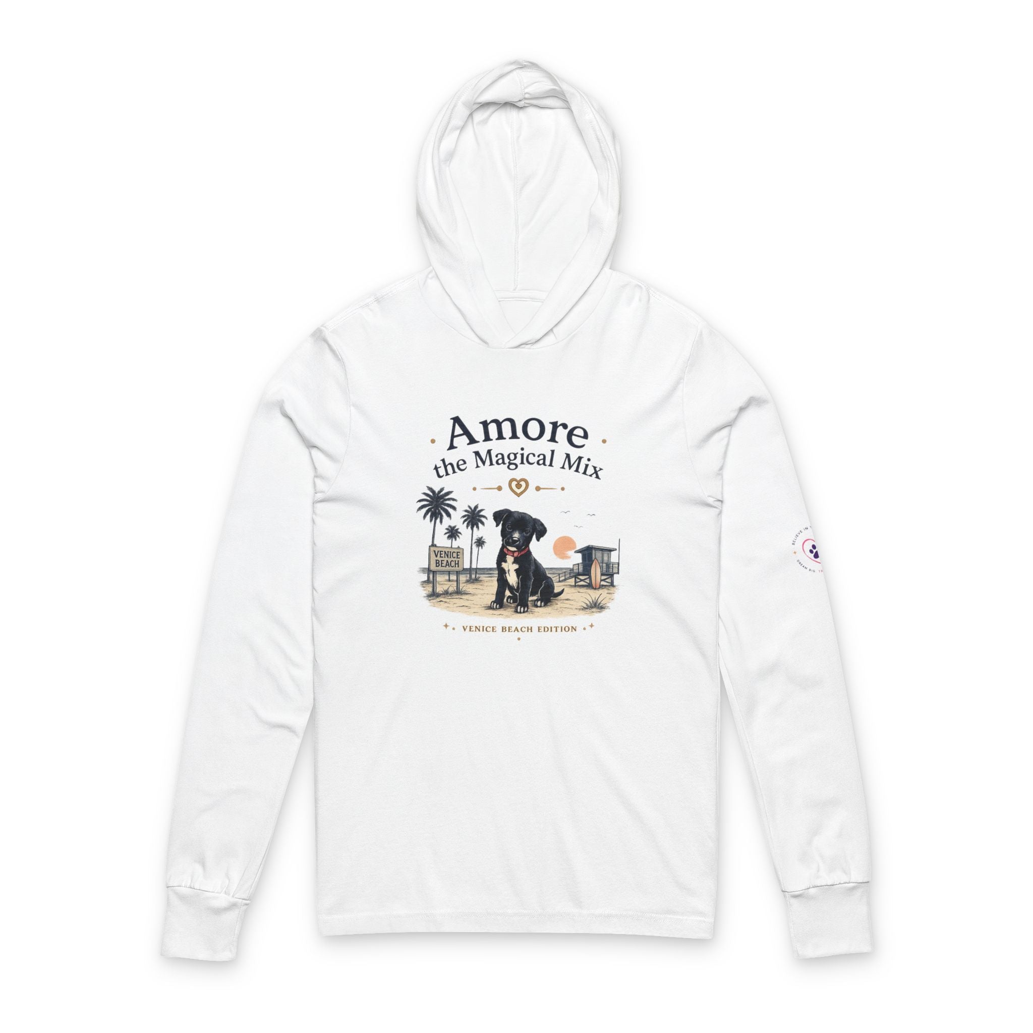 Adult Unisex Hooded Long Sleeve Tee Amore the Magical Mix Venice Beach Graphic