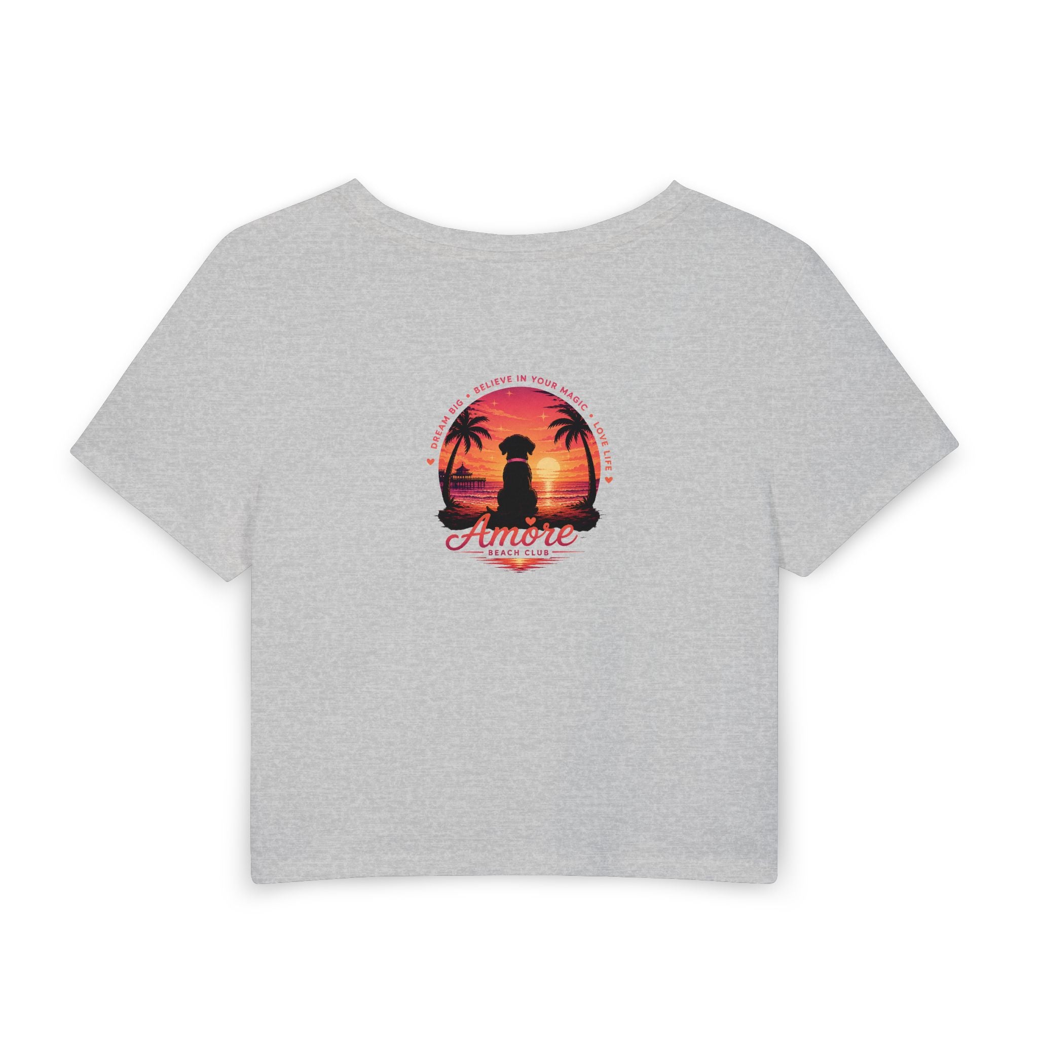 Women's Amore Silhouette Beach Sunset Baby Tee