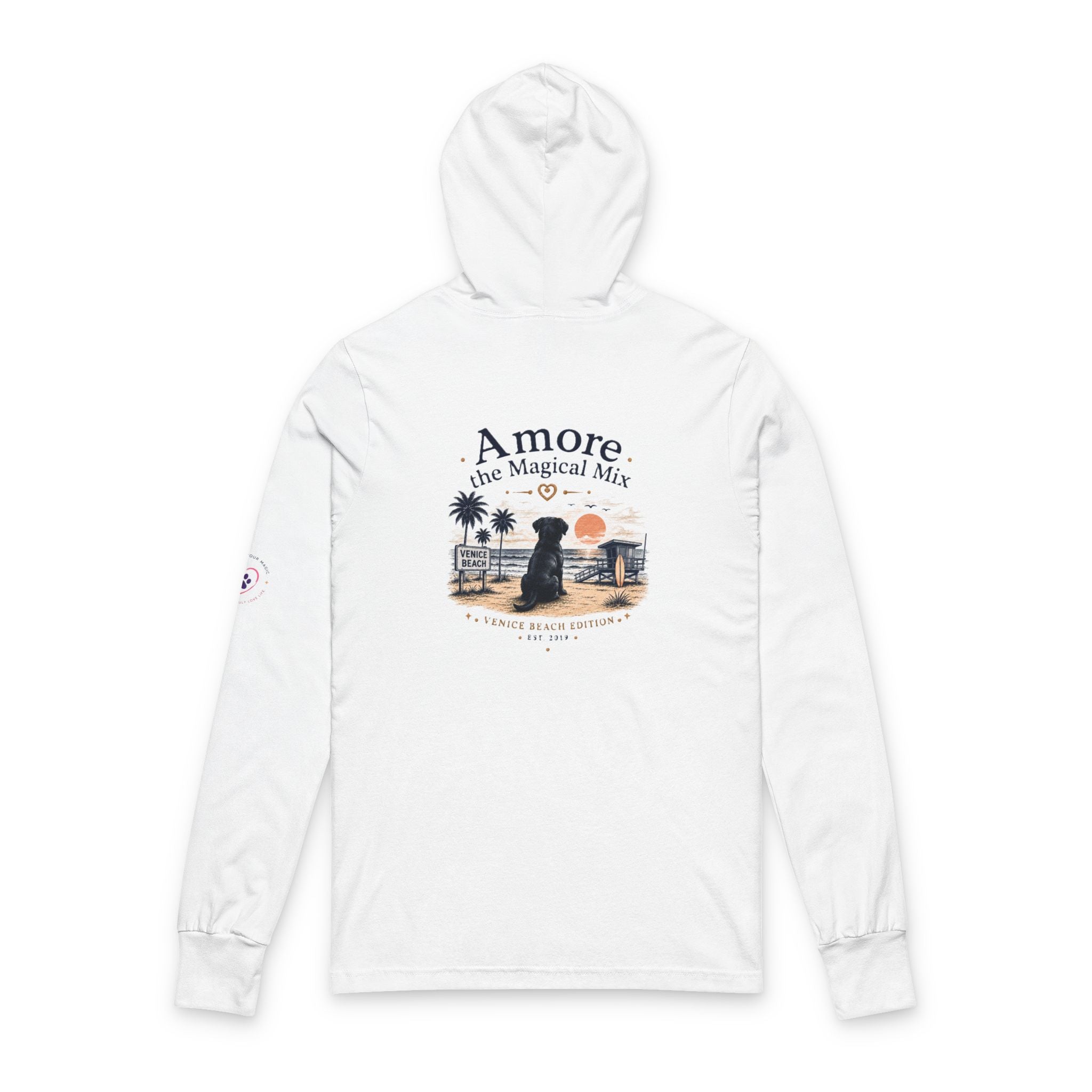Adult Unisex Hooded Long Sleeve Tee Amore the Magical Mix Venice Beach Graphic